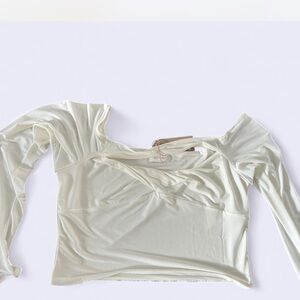 Meshki Ceri Off-Shoulder Cream Long Sleeve Top